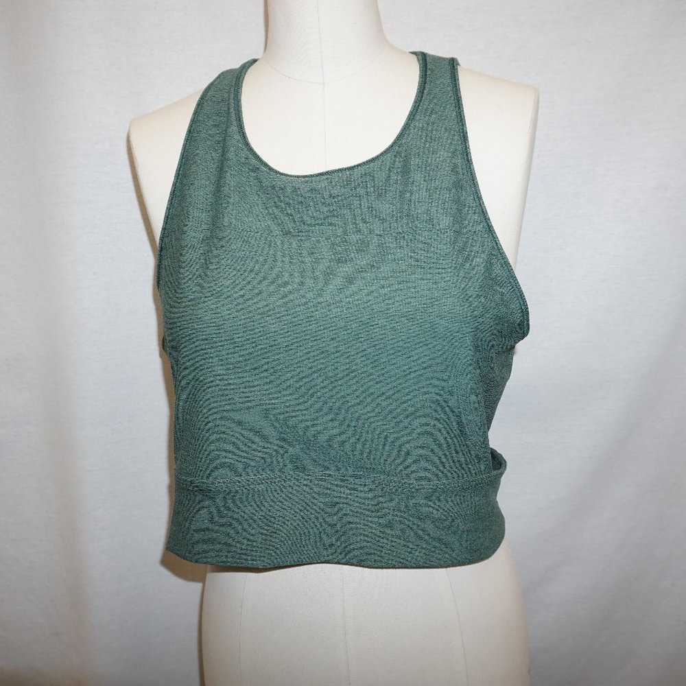 New OUTDOOR VOICES green Slashback Crop Top XL heather moss X-Large